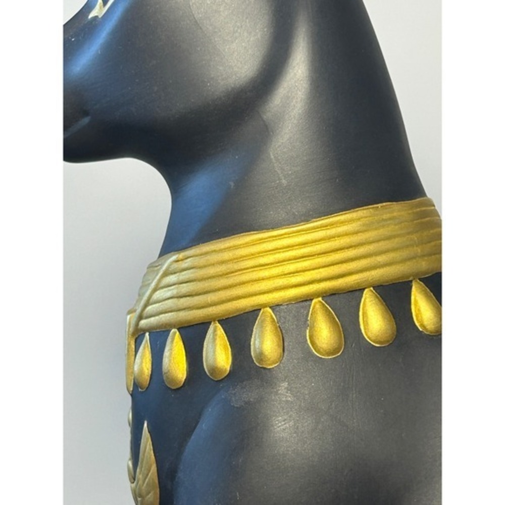 Franklin Mint Guardian of the Nile Bastet Cat Fine Black Porcelain 24K Gold 1989 - Picture 13 of 15